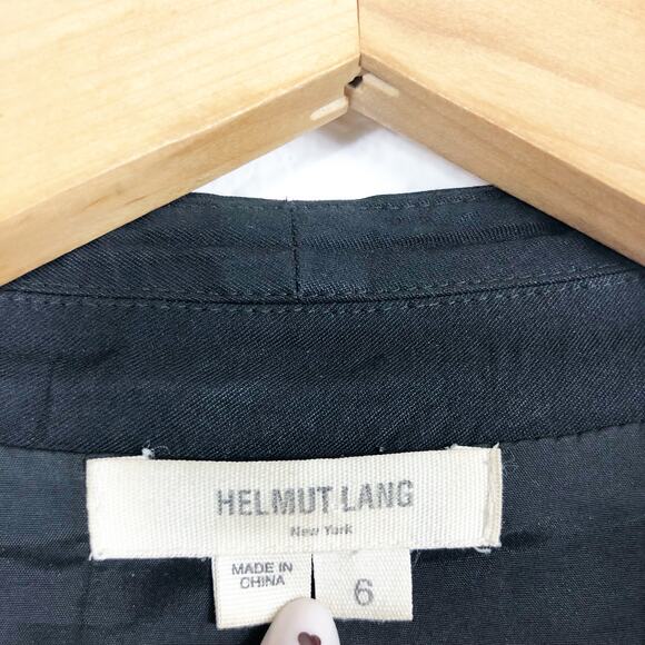 Helmut Lang Black Single Button Collarless Blazer Size 6 2000s Wool Quiet Luxury - Picture 5 of 13